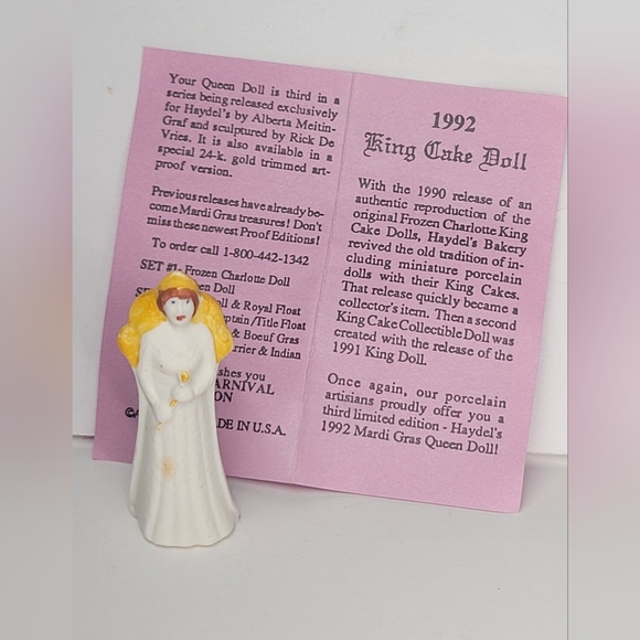 1992 Haydel's Bakery Queen King Cake Baby Mardi Gras New Orleans, Louisiana - Picture 1 of 9